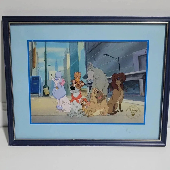 1996 Oliver and Company Commemorative Lithograph Disney Store Exclusive Framed - Picture 1 of 3